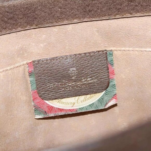 GUCCI GG Supreme Web Sherry Line Clutch Bag PVC Beige Red 89 01 033 Auth - Picture 10 of 13